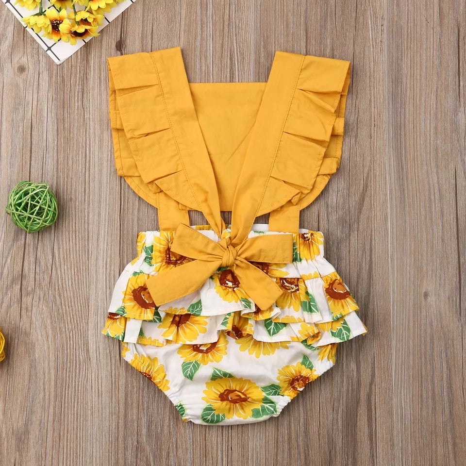 Bebé recién nacido bebé niña ropa girasol mono sin mangas - Main Image