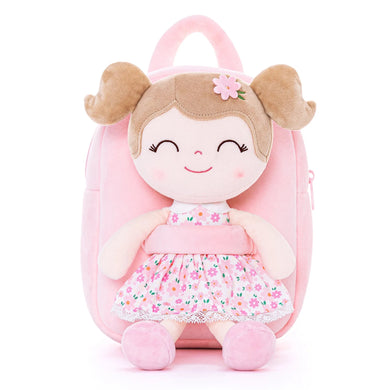 Mochila y Muñeca LittleLu Flores Rosa Claro
