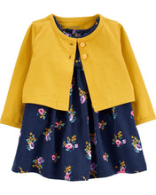 Cargar imagen en el visor de la galería, carter 2-Piece Floral Bodysuit Dress &amp; Cardigan Set