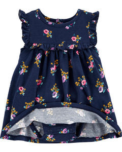 carter 2-Piece Floral Bodysuit Dress & Cardigan Set