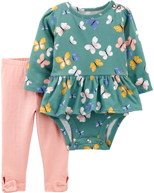 Carter's 2-Piece Butterfly Peplum Bodysuit Pant Set 3 meses