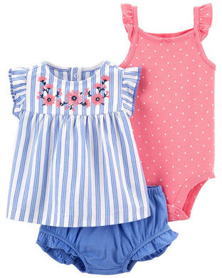 3-Piece Striped Little Short Set