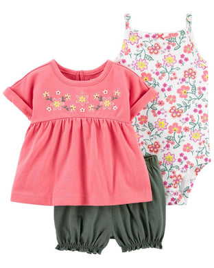 3-Piece Floral Little Short Set