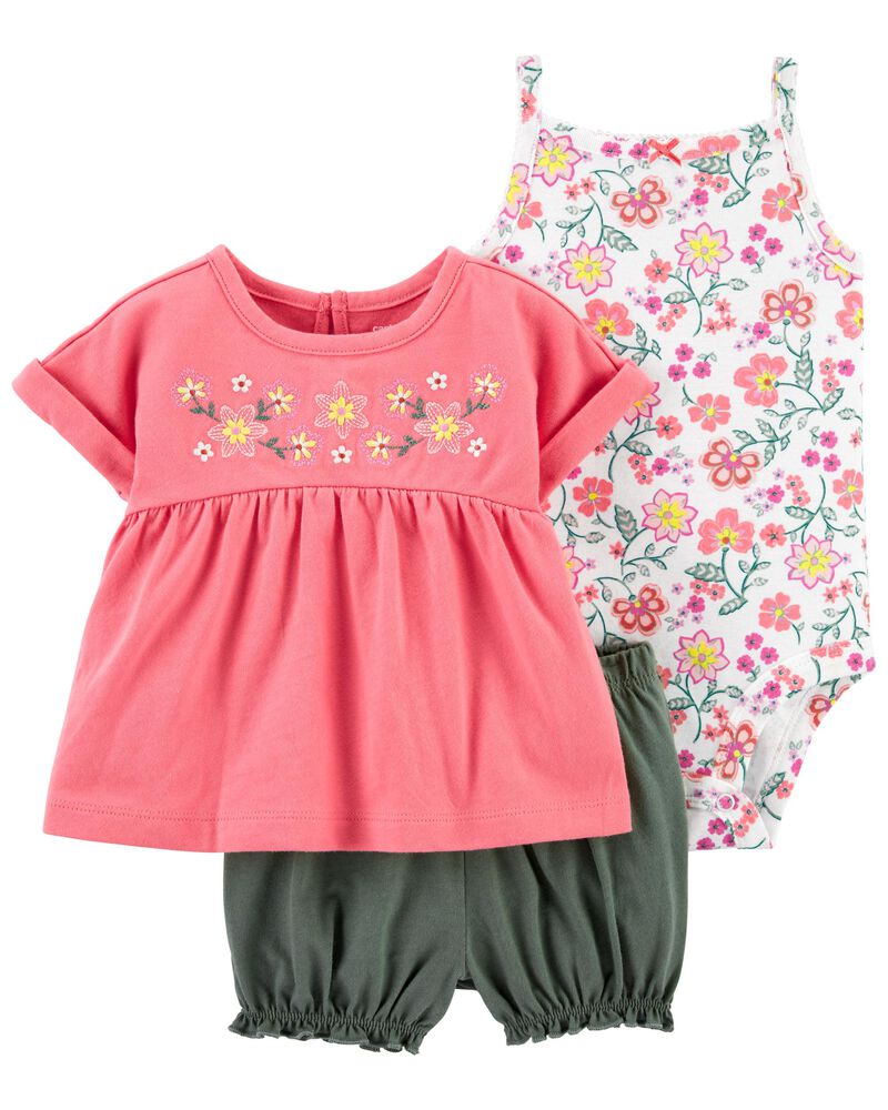 3-Piece Floral Little Short Set