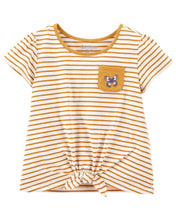 Cargar imagen en el visor de la galería, Tshirt - Tie-Front Top / Camisa Rayas Mostaza Top con lazo en el frente 3 y 4 años