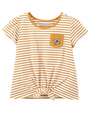 Tshirt - Tie-Front Top / Camisa Rayas Mostaza Top con lazo en el frente 3 y 4 años