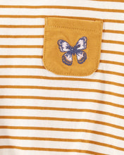 Cargar imagen en el visor de la galería, Tshirt - Tie-Front Top / Camisa Rayas Mostaza Top con lazo en el frente 3 y 4 años
