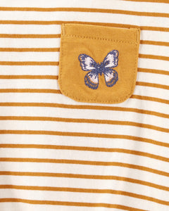 Tshirt - Tie-Front Top / Camisa Rayas Mostaza Top con lazo en el frente 3 y 4 años