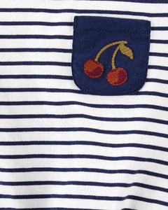 Tshirt - Tie-Front Top / Camisa Rayas Azules Top con lazo en el frente 3 y 4 años