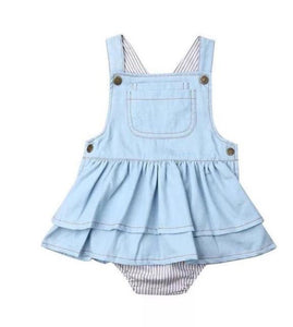 Mono de mezclilla con tirantes Trajes de rayas sin mangas azules