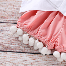 Cargar imagen en el visor de la galería, Conjuntos de bebé para bebes sin mangas Casual camisa Blanca + diadema y Short Rosado