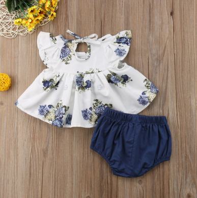 Baby Bodysuit New Newborn Infant Kids Baby Girl Floral Tops+Shorts Flower Print 0-24M Twins Baby Clothes