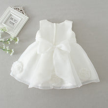 Cargar imagen en el visor de la galería, Ropa para bebé recién nacido, vestido sólido Formal, vestidos sólidos de flores, vestido de fiesta blanca Bautizo