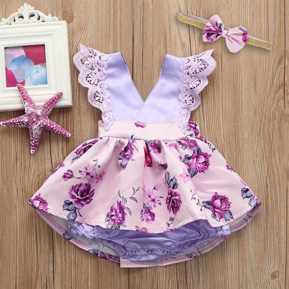 Purple Baby Dress Summer Flowers and Beautiful Lace / Vestido Morado para Bebe
