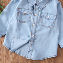 Cargar imagen en el visor de la galería, Camiseta manga larga para niños pequeños, ropa informal de bolsillo