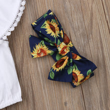 Cargar imagen en el visor de la galería, Ropa de niña Recién nacido Verano Tops con volantes Pantalones cortos de girasol
