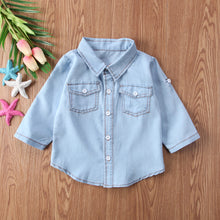Cargar imagen en el visor de la galería, Camiseta manga larga para niños pequeños, ropa informal de bolsillo