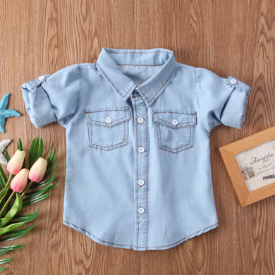 Camiseta manga larga para niños pequeños, ropa informal de bolsillo