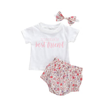 Cargar imagen en el visor de la galería, Newborn Infant Baby Girls Boys Clothes Sets Letter Flowers Print Short Sleeve T Shirts Tops Shorts Headband 2pcs