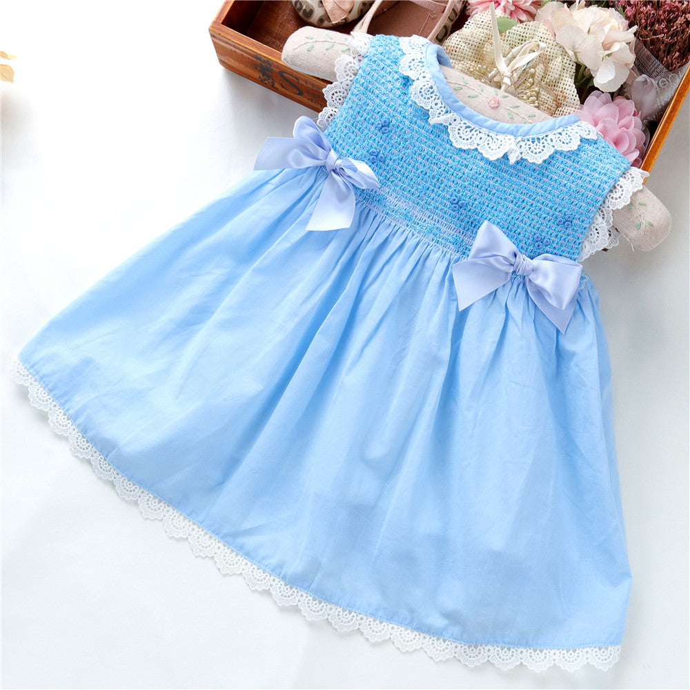 Vestido Verano Español Azul con Chongos enfrente