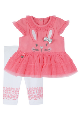 Bunny Baby girl Coral Set Limonada 6 y 9 Meses