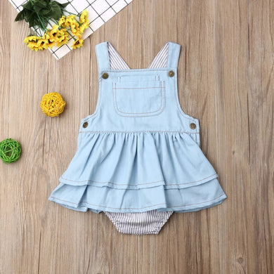 Mono de mezclilla con tirantes Trajes de rayas sin mangas azules