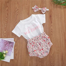 Cargar imagen en el visor de la galería, Newborn Infant Baby Girls Boys Clothes Sets Letter Flowers Print Short Sleeve T Shirts Tops Shorts Headband 2pcs