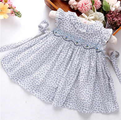 Vestido Español Gris con detalles Azules