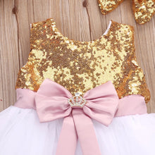 Cargar imagen en el visor de la galería, Golden Princess Baby Dress Fancy Wedding Dress Sleeveless